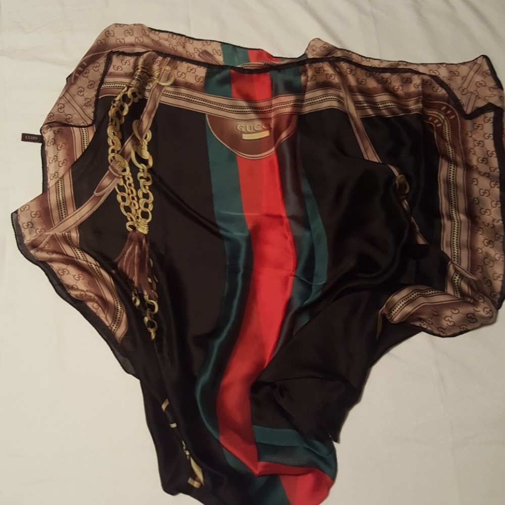 Large original scarf 100% silk, 33" W. x 70" L.